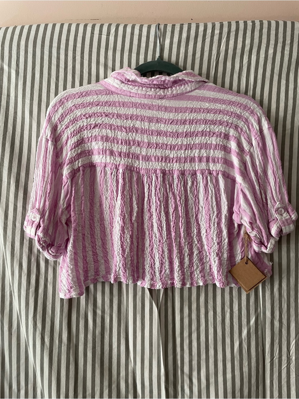 Gauzey Pink Striped Crop Top - Picture 3 of 4